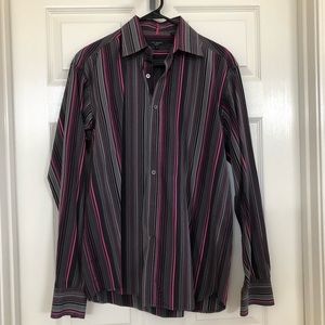 Ted Baker Black/Gray/Hot Pink Button Down Shirt